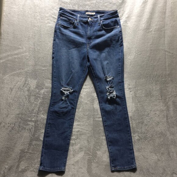 Levi's‎ 721 High Rise Skinny Jeans Distressed Ripped Denim W31 L30 - Picture 2 of 7